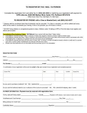 CPR LifeLine Registration Form