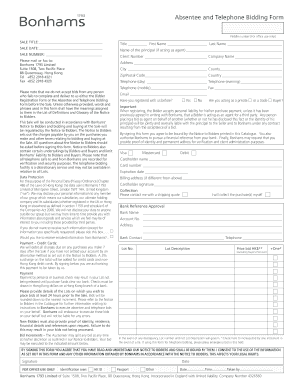 Absentee and Telephone Bidding Form