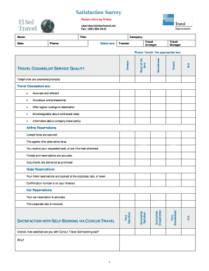 Travel Counselor Service Quality Survey