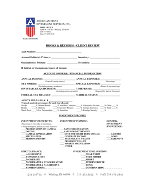 Client Financial Profile Form
