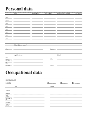 Confidential Financial Questionnaire