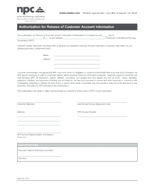 Authorization for Release of Customer Account Information