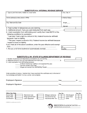 Substitute W-4 and IL-W4 Tax Forms