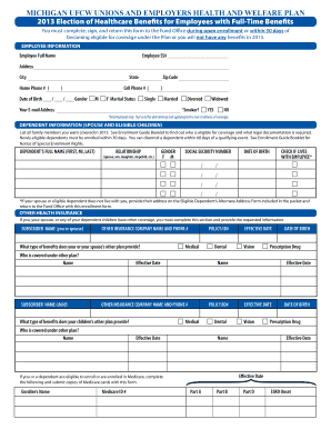Michigan UFCW Healthcare Benefits Election Form