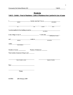 Proof of Residency Letter from Landlord
