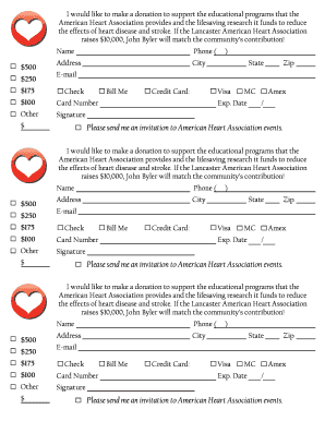 American Heart Association Donation Form