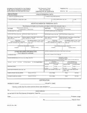 Ohio Certificate of Adoption