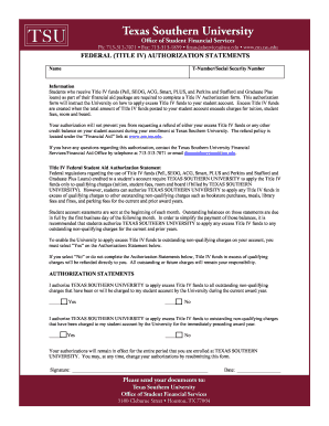 Title IV Federal Student Aid Authorization Statement