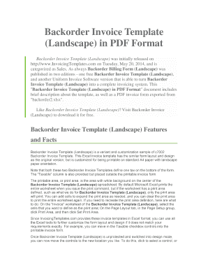 Backorder Invoice Template