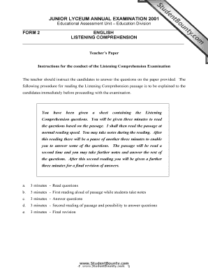 Junior Lyceum Annual Examination 2001