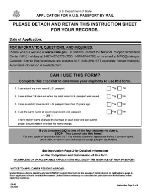 US Passport Renewal by Mail Form
