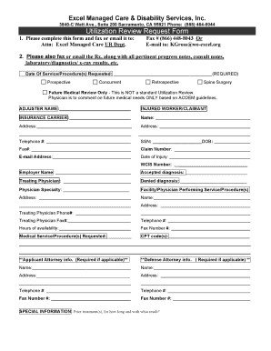 Utilization Review Request Form