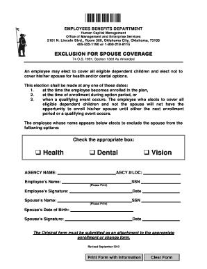 Oklahoma Spouse Coverage Exclusion Form