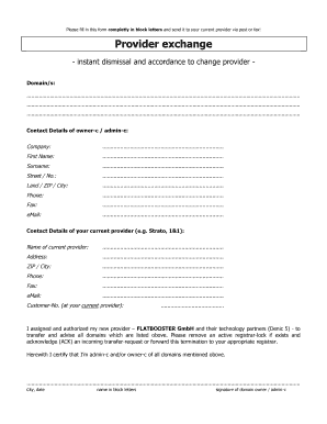 Domain Transfer Authorization Form