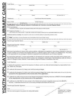 Youth Library Card Application