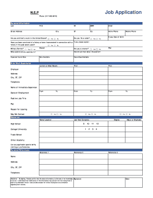 N.E.P Job Application Form