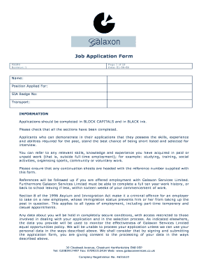 Galaxon Job Application Form