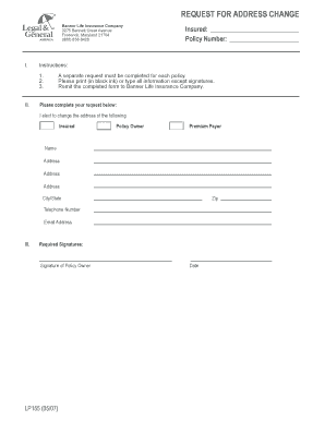 Banner Life Insurance Address Change Request