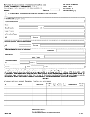 Denuncia di occupazione o detenzione dei locali ed aree