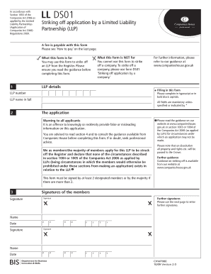 UK LLP Striking Off Application Form