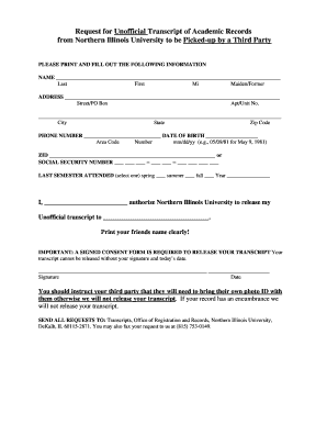 Request for Unofficial Transcript of Academic Records