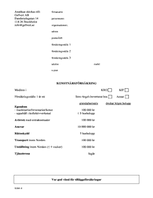 Swedish Artist Insurance Application