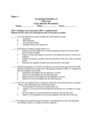 Paper A Accounting Principles I Final Test Time allowed - www1 gdufs edu