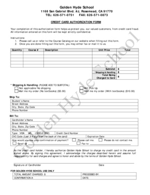 Credit Card Authorization Form