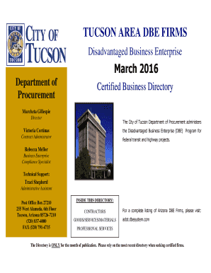 Tucson area dbe firms - City of Tucson Department of Procurement