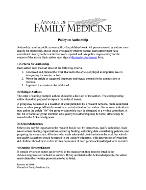 Policy on Authorship