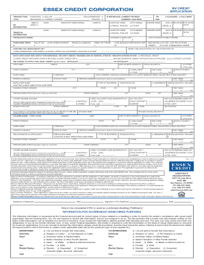 Essex Credit Corporation RV Credit Application