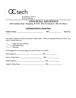 Clarification of Parent's Marital Status Form