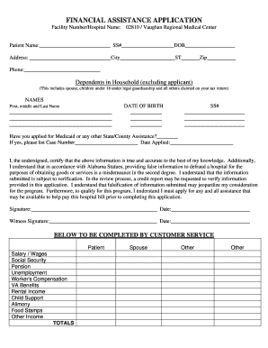 Financial Assistance Application
