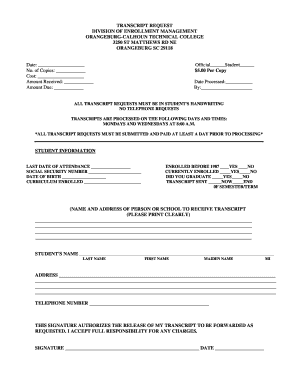 Transcript Request Form
