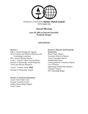 GA 2015 Annual Meeting Packet - Unitarian Universalist Partner - uupcc