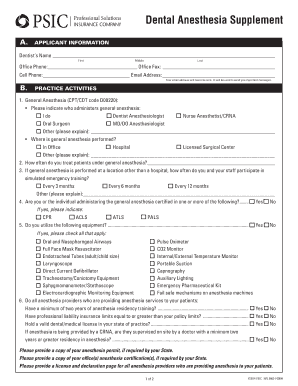 Dental Anesthesia Supplement Application