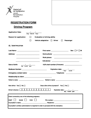 Driving Program Registration Form