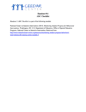 ABC Checklist for Behavioral Interventions