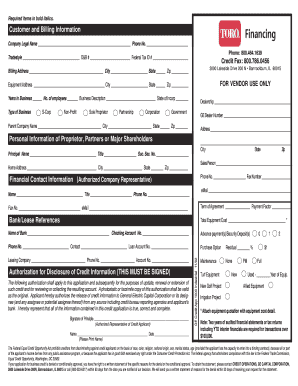 GE Credit Application Form
