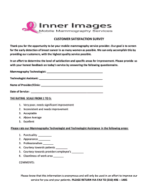 Customer Satisfaction Survey for Mammography Services