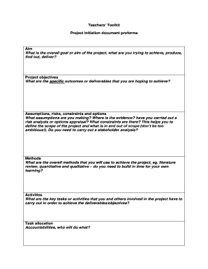 Project Initiation Document Proforma
