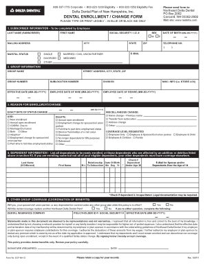 Dental Enrollment Change Form