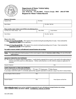 Georgia Driver Record Request Form