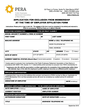New Mexico PERA Exclusion Application