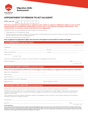Migration Skills Assessment Agent Appointment Form