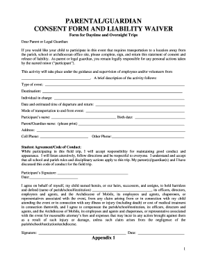 Parental Consent Form and Liability Waiver