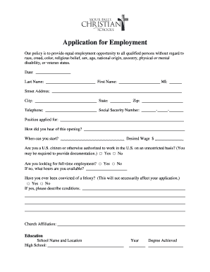 Employment Application Form