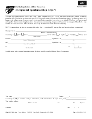 Florida High School Athletic Association Exceptional Sportsmanship Report
