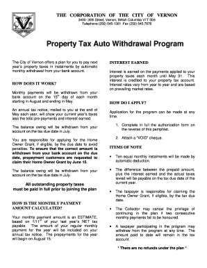 Property Tax Auto Withdrawal Program