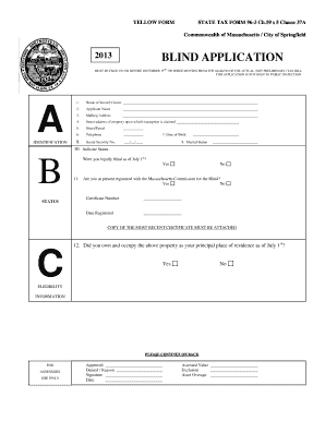 Massachusetts Blind Tax Exemption Application